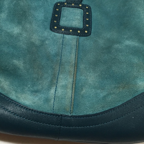 COACH teal suede w/deep teal leather w/accents - Picture 7 of 8